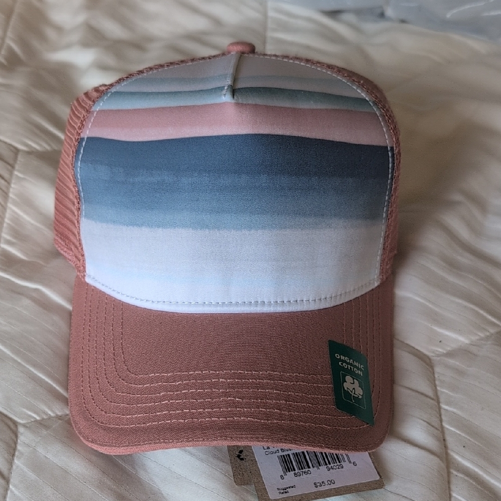 Prana Multicolor Cap with Pink and Blue Stripes